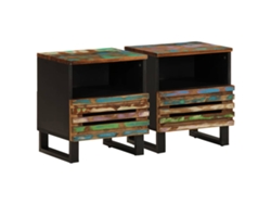 Mesita de Noche Mesitas Noche Uds Madera Macizo Marrón (40x34x46cm)