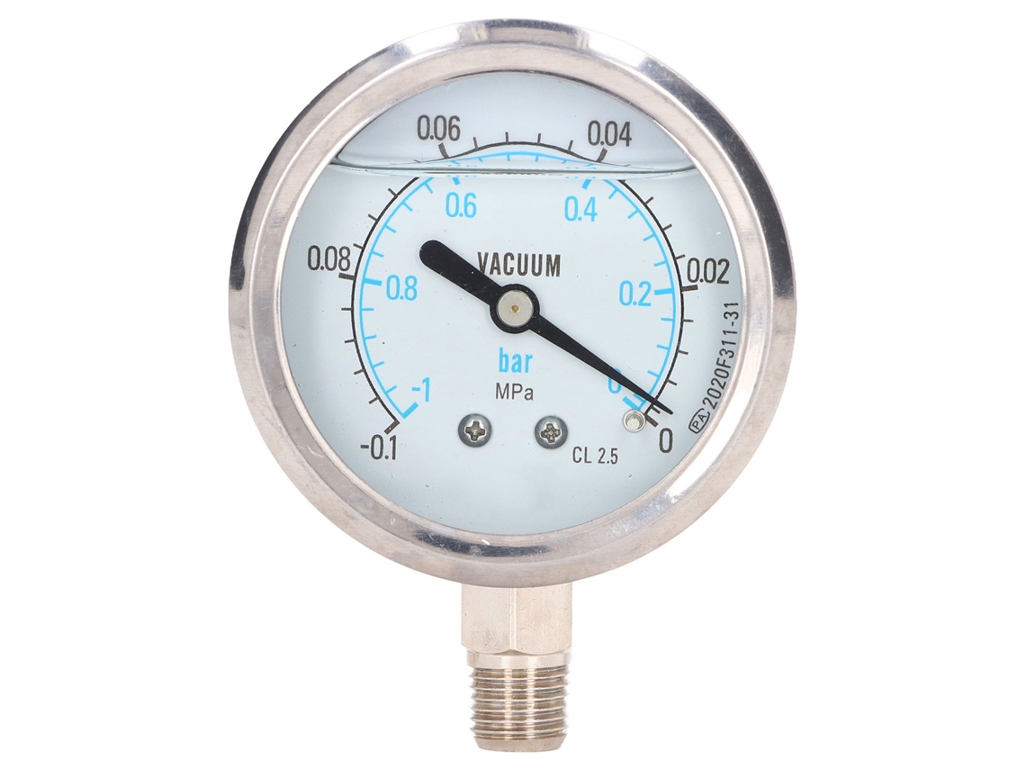 Manómetro De Vacío Con Doble Escala, Acero Inoxidable, 1/4 Npt, Para Agua Y Aceite -0,1-0 Mpa Yn-60