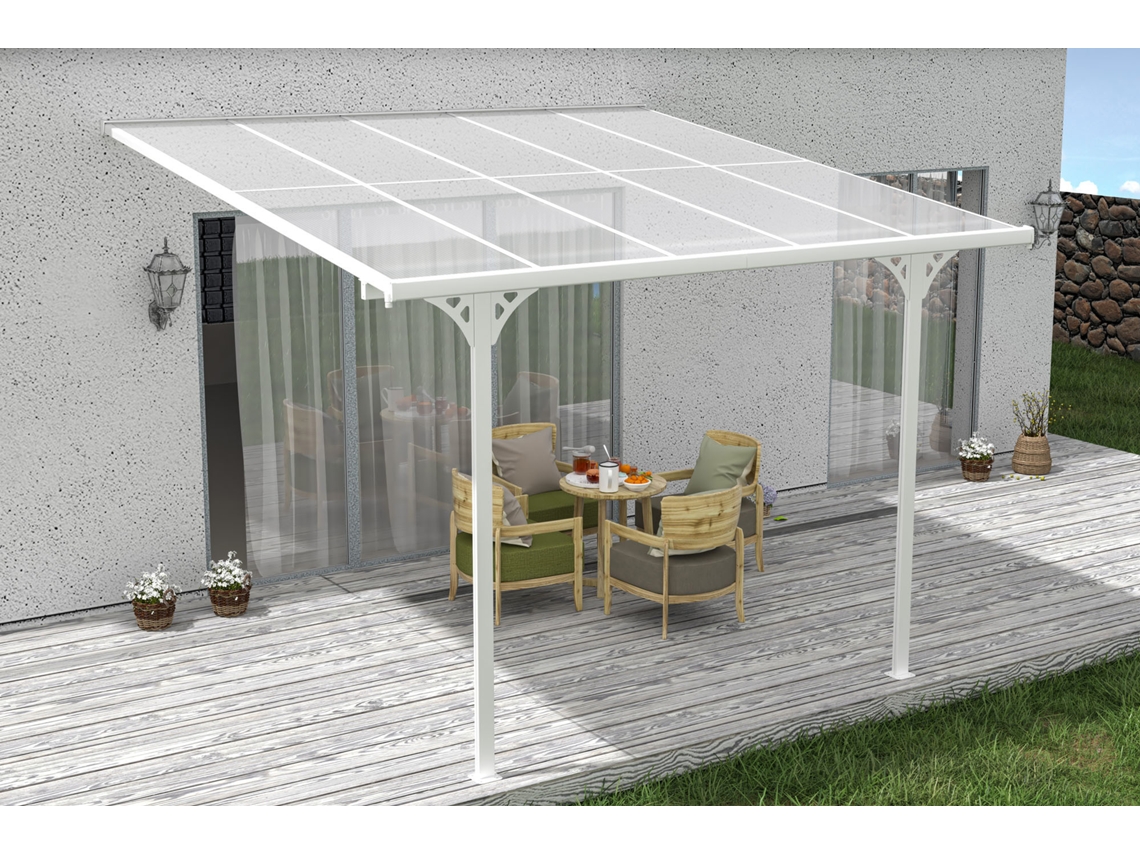 Cazeboo Pérgola Cubierta para Terraza de Aluminio Premium, blanco 3x3 m KLEO