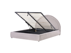Cama De Casal Beliani Mouzon De Tecido Creme 160x200