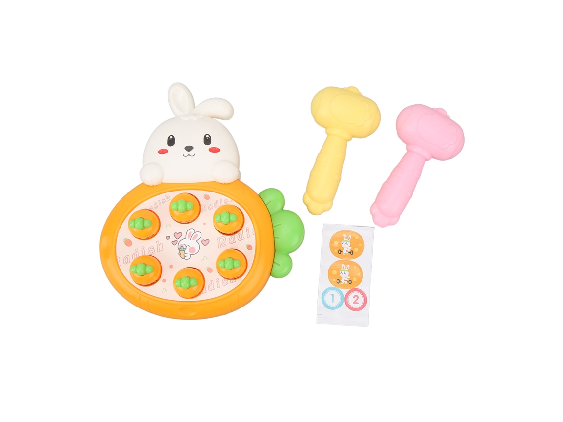 Juego De Martillar Topos Con Conejos Y Zanahorias, Estilo Dibujos Animados, Seguro Para Niños, Con 2 Martillos, Juguete Educativo, Color Naranja.