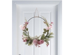 Guirnalda Para Puerta Con Orquídeas Rosas Y Moradas Y Paniculata Para Decoración Exterior.
