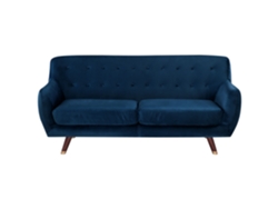 Sofá de 3 plazas BELIANI Bodo de Terciopelo Azul 188x85x84