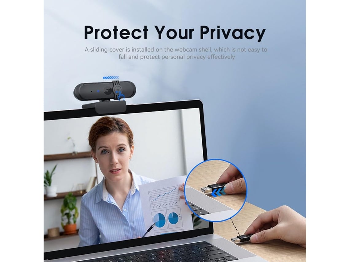 Webcam 1080p Con Micrófono, Webcam Usb Para Pc, Webcam Sin