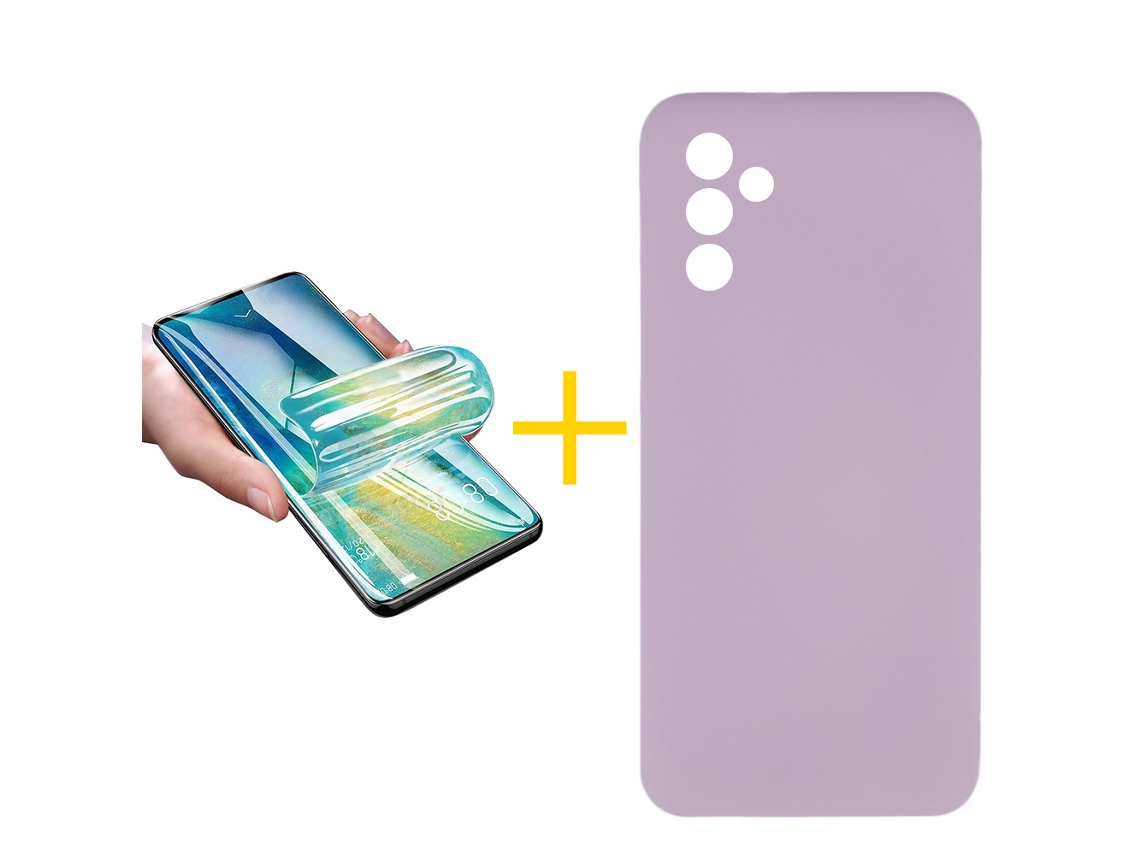 Pack 1 X Película de Vidrio Templado Hidrogel + Funda SKYHE para Samsung Galaxy A36 5G Silicona Líquida Roxo
