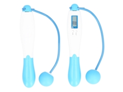 Cuerda para saltar inalámbrica Kklv para fitness en interiores con conteo digital, entrenamiento deportivo, pelota azul y blanca.