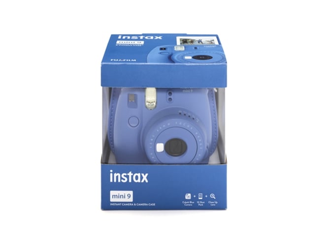 Fujifilm Instax Mini 9 azul funda carga kit instantánea cobalt blue obturación 160 2 pilas lr6aa 62x46mm