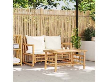 Conjunto 2 de sofás de jardín con cojines VIDAXL bambú