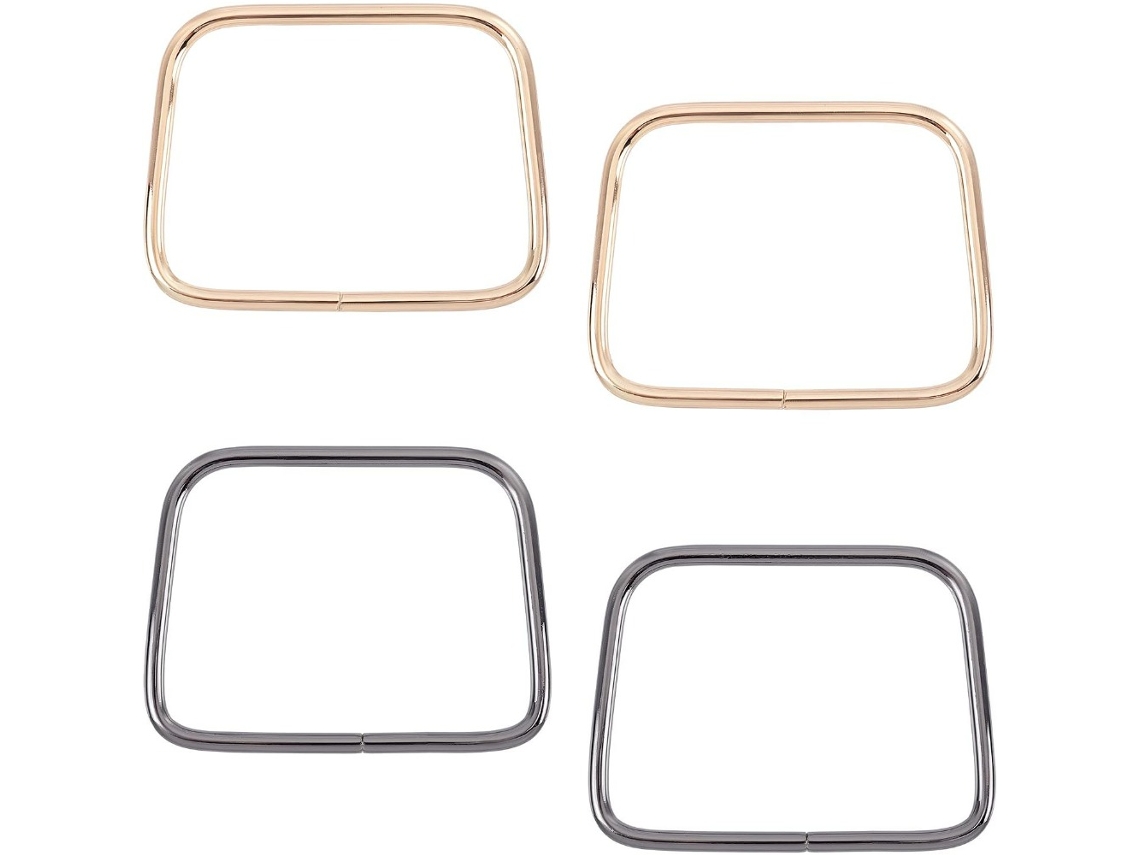 (paquete De 4) Marcos De Asa Para Bolso De Mano De Metal De 2 Colores - Cuadrados - Piezas De Repuesto - 4,3 X 3,3 Pulgadas