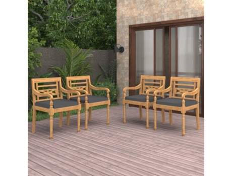 MAISON EXCLUSIVE Sillas Batavia con cojines 4 unidades madera maciza de teca