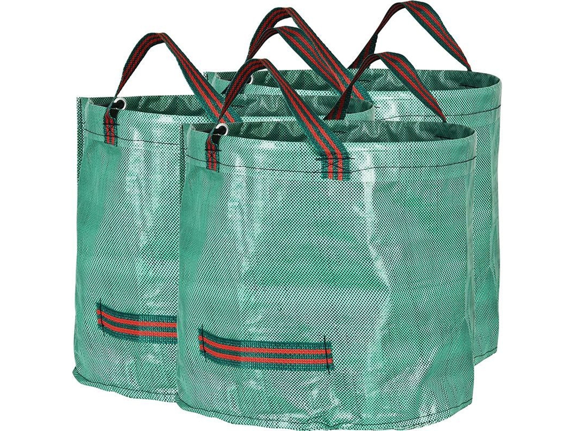 3 Bolsas De Jardín Resistentes Al Desgarro De 60 Litros Con 4 Asas Para Residuos Verdes Y Orgánicos.