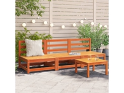 3 sofás de jardín sin brazos de pino macizo color marrón miel Lovely Home