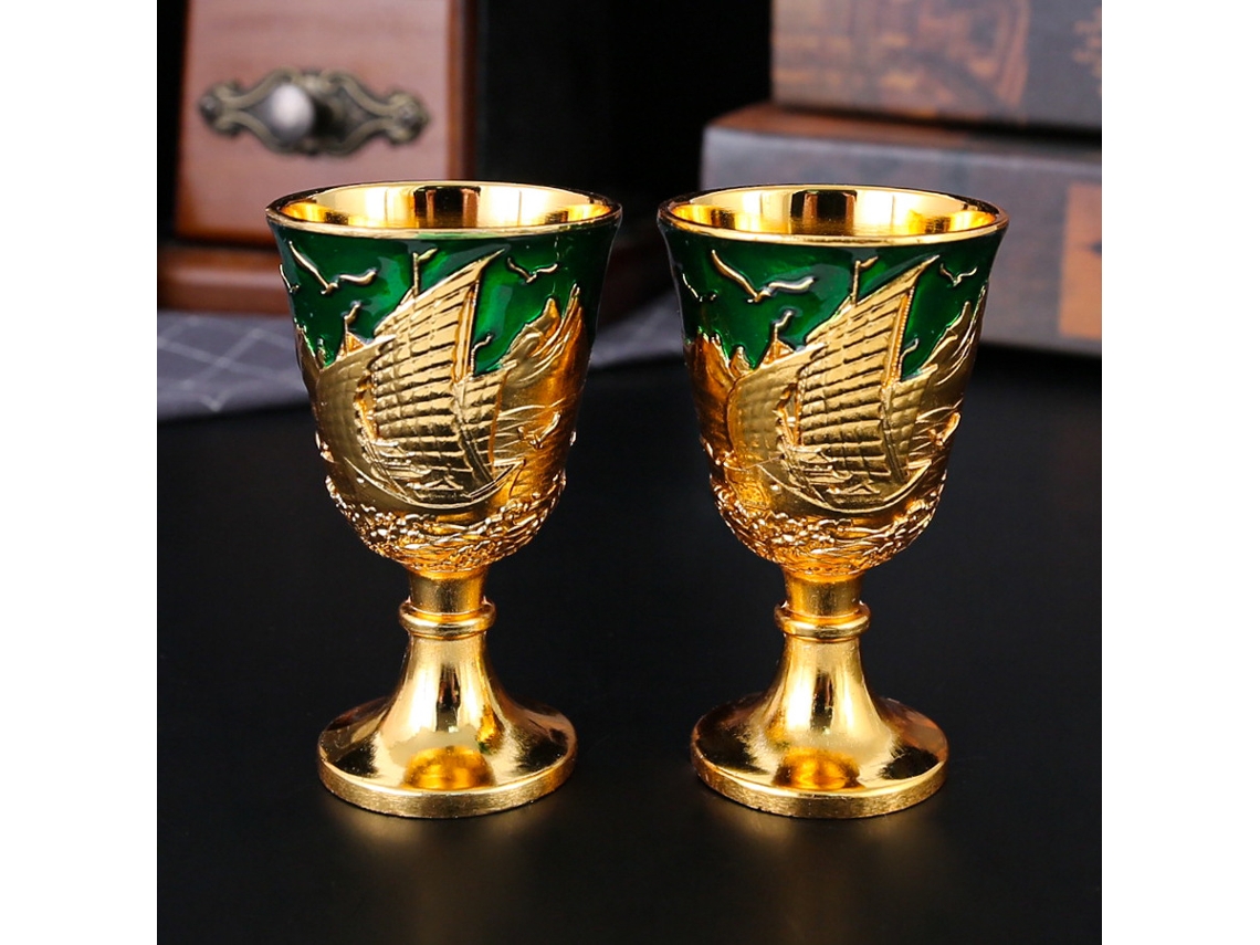 (oro Y Verde/2 Piezas) Copa De Ofrenda De Agua Con Tallo Copa De Agua Bendita Copa De Vino Pequeña