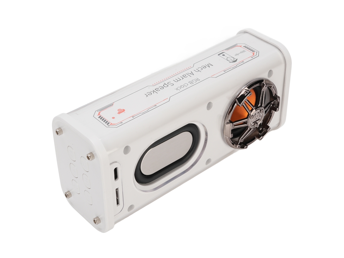Reloj Con Altavoz Blanco, Pantalla Grande, Bluetooth 5.3, Alarma, Indicador De Temperatura Y Batería De 1200 Mah.