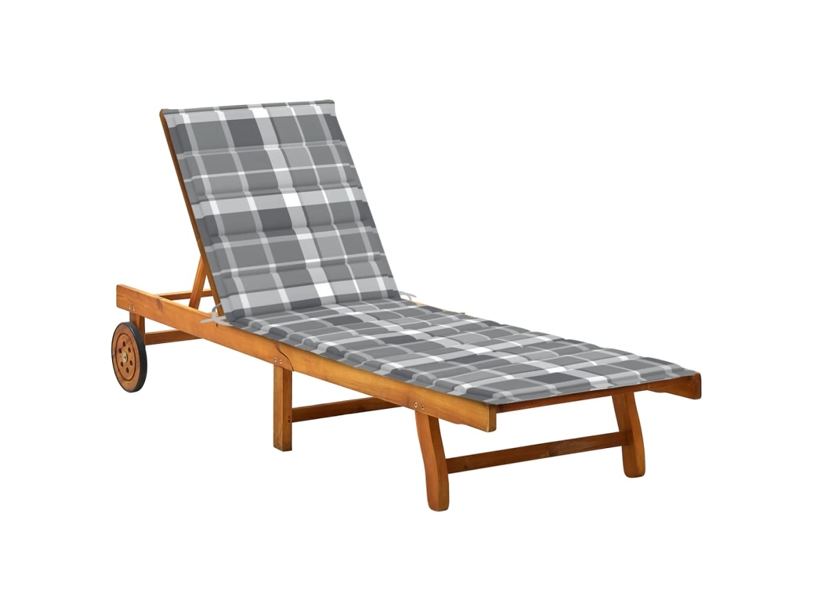Tumbona Lounger de Jardín con Cojín Madera de Acacia Maciza