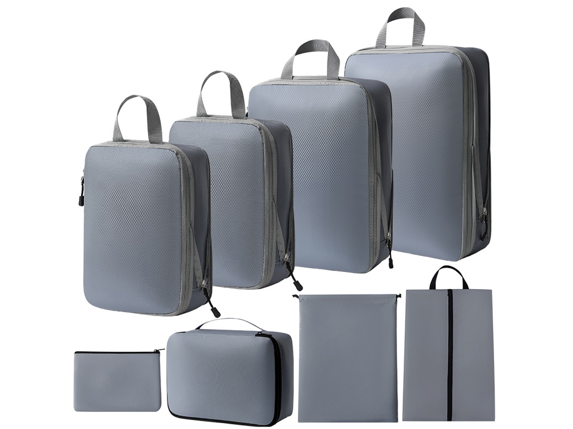 Bolsa de almacenamiento de compresión, juego de 8 piezas, bolsa de almacenamiento de viaje ligera, color gris Siurn