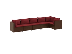 Maison Exclusive - Set Muebles De Jardín 6 Piezas Y Cojines Ratán Sintético Marrón