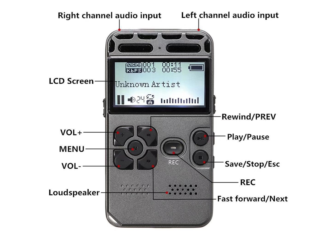 Grabadora De Voz Digital Profesional Sk-502 Con Función De Grabación, Reproductor De Música Y Compatibilidad Con Tarjeta De Memoria.