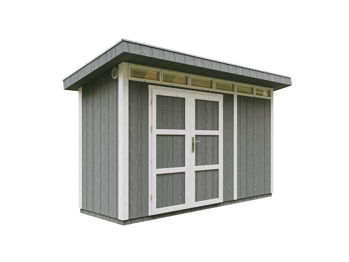 Caseta Jardin paneles a base de Madera LP SmartSide 4,3 m2 con Suelo y Baldosas Bituminosas - L161xA412xA239 cm - TIMBELA M902A - CAVERN STEEL