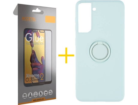 Carcasa + Protector de Pantalla para Samsung Galaxy S22 5G ACCETEL Verde Agua