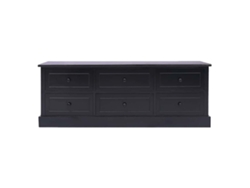 Maison Exclusive - Mueble Para Tv Madera Maciza De Paulownia Negro 108x30x40 Cm