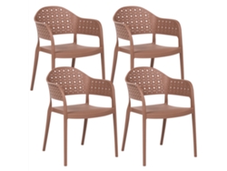 Quatro Cadeiras Empilháveis Para Interior E Exterior Beliani Narino De Polipropileno Castanho 55x50x78