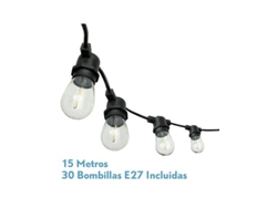 Guirnalda De Luces Verbena 30xe27 (30w 4000k 1950lm) Ip44 6x12cm X 15m Color Negro