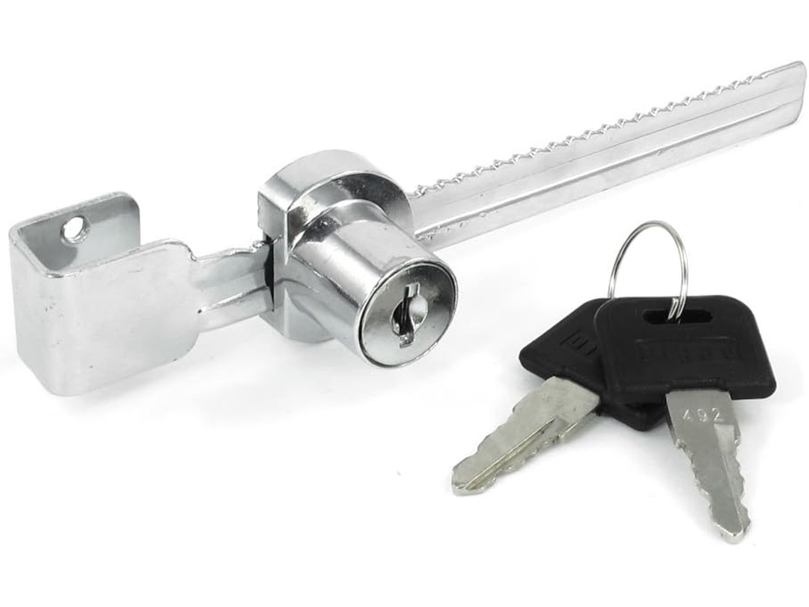 Cerradura para vitrina, cerradura para joyero, metal plateado con 2 llaves. CHABERLU