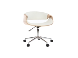 Silla de Escritorio Moderna Polipiel Blanca/Madera Clara Aramis MILIBOO