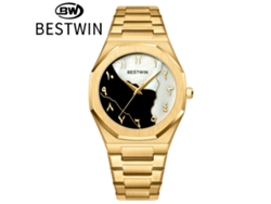 Reloj De Hombre (dorado Y Negro) Con Esfera De Nácar
