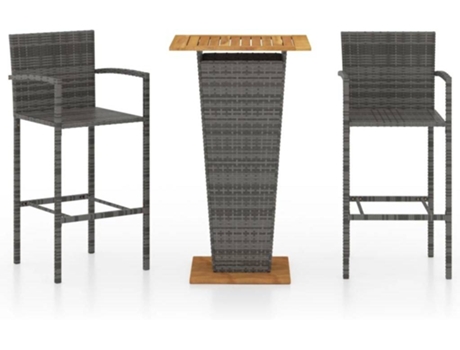 Conjunto 3 Conjunto de bar para jardín VIDAXL gris