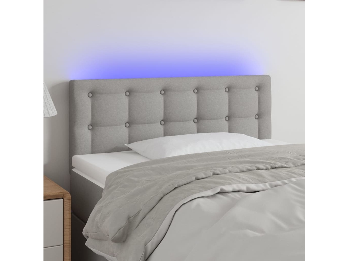 Cabecero Con Luces Led De Tela Gris Claro 80x5x78/88 Cm