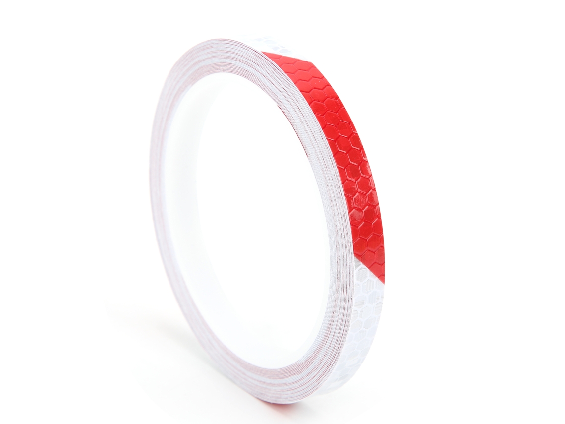 Cinta Reflectante Hexagonal Impermeable Para Bicicletas, Motocicletas, Automóviles Y Proyectos De Bricolaje, Color Rojo Y Blanco Luminoso.