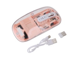 Mouse Sem Fio Transparente Bluetooth 2.4g Tri-modo Recarregável Com Luz Respiração 7 Cores Para Laptop Rosa