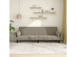 Sofá Cama | Sofá De Salón | Sofá De Descanso De 2 Plazas Con Dos Almohadas Terciopelo Gris Claro