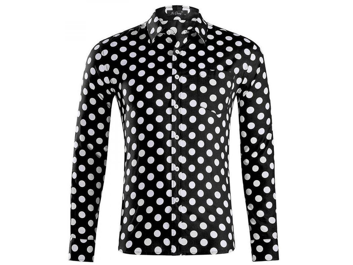 2026-camisa Hombre Manga Larga De Puntos Con Botones Formal Casual De Algodón Ligero Wrg S Negro