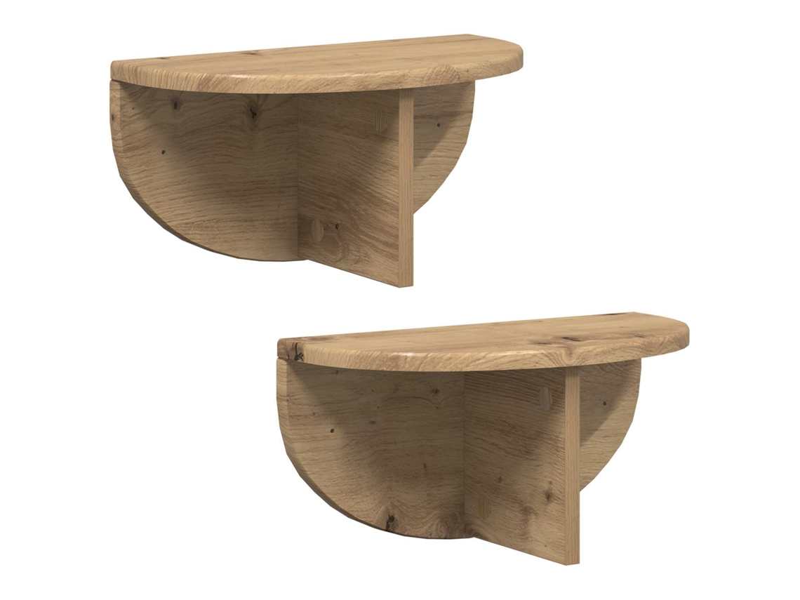 Juego de 2 estantes de pared de roble hechos a mano MAISON EXCLUSIVE 38x19x19 cm