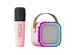 Máquina De Karaoke Portátil Con Micrófono Inalámbrico, Efectos De Luz, Bluetooth, Color Rosa.