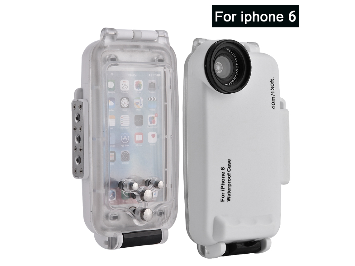 Caja Estanca De Buceo Resistente A La Agua 40m/130ft Para Iphone 6/7 Plus Blanca Con Botón