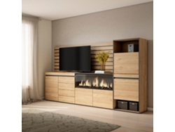 Aparador, 274x145x35 cm, Dormitorio, habitación, Chimenea eléctrica XXL, Cómoda, Cajonera, Zapatero, Roble SKRAUT HOME