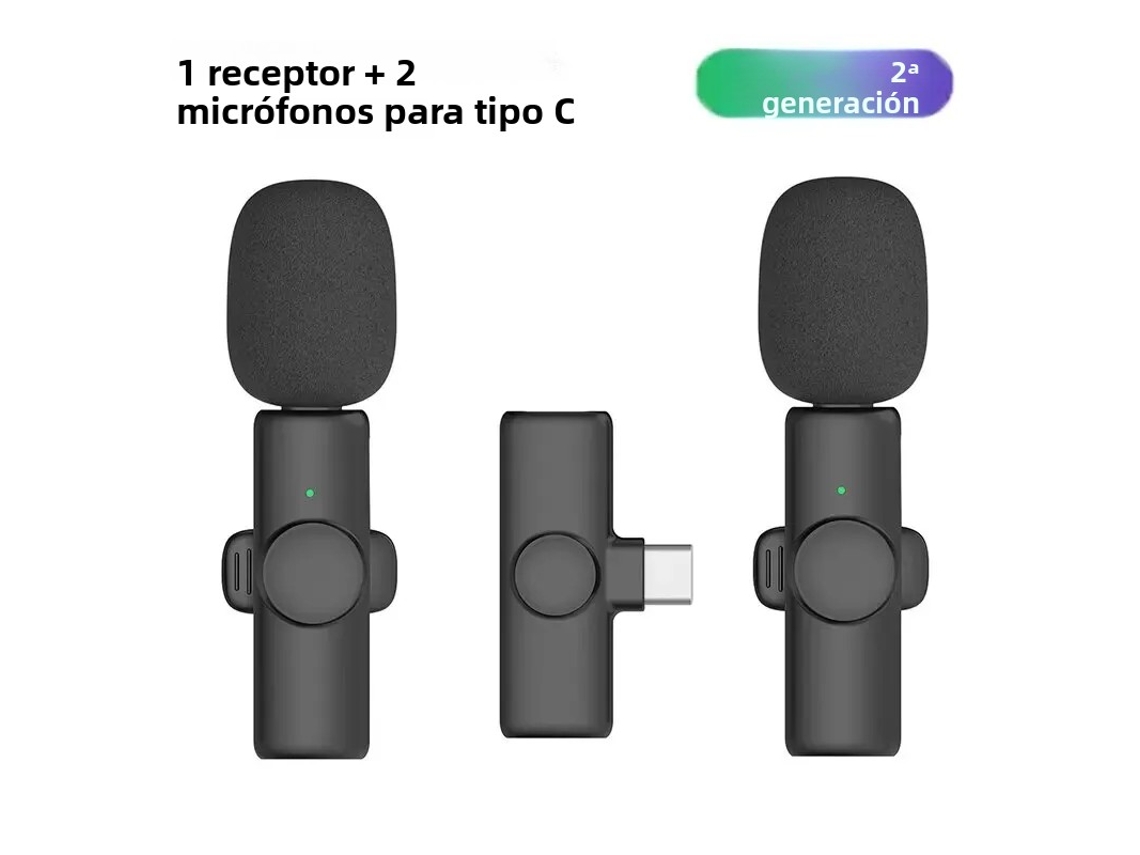 Mini micrófono de solapa inalámbrico, compatible con grabación de audio y video, con clip para micrófono de mano. Mdug (tipo 1 a 2)