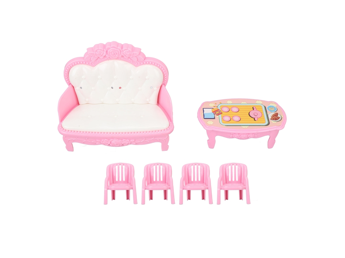 Conjunto Móveis Sala Estar Miniatura 1/16 Para Casinha Boneca Sofá Mesa Cadeiras Tipo 3