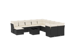 Conjunto de 12 sofás de jardín con cojines de mimbre, color negro, EXCLUSIVO DE LA CASA