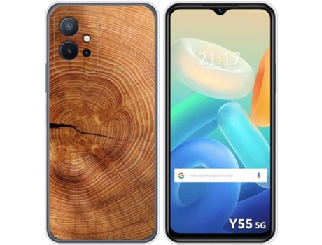 Carcasa para Vivo Y55 5G TUMUNDOSMARTPHONE Dibujos Madera 04 Multicolor