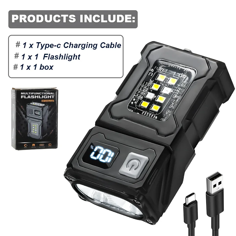Mini linterna EDC multifuncional con imán, luz ultravioleta, recargable por USB, ideal para inspección y actividades al aire libre. Aeuzwr