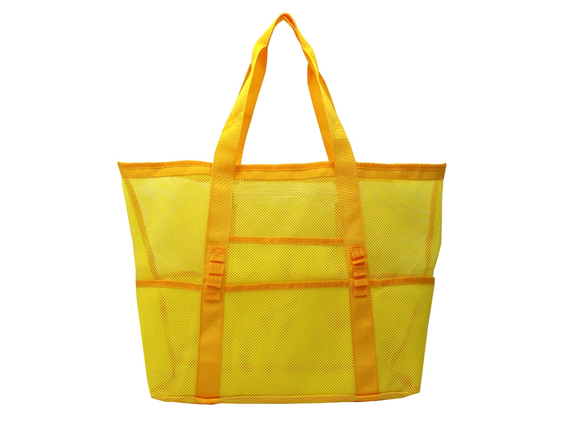(amarillo) Bolsa de playa de gran capacidad con 8 bolsillos de malla