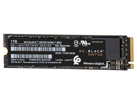 Disco SSD Interno WD Black SN750 (1 TB - NVMe - 3470 MB/s)