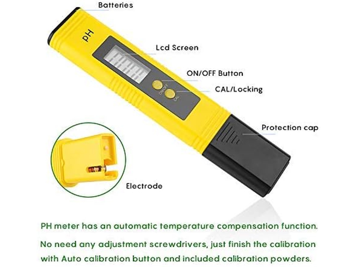 Medidor de pH digital para análisis completo del agua. Alta precisión que garantiza resultados confiables. Calibración sencilla que mantiene la consistencia.