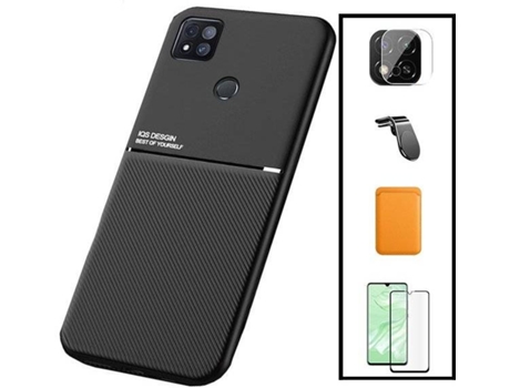 Kit Funda Magnetic Lux, Magnetic Wallet Naranja, 5D Full Cover, Protector de Cámara Trasera y Soporte Magnético L Safe Driving Coche Xiaomi Poco C3...