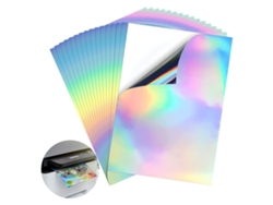 20 Hojas De Papel Adhesivo Holográfico Imprimible A4 Rápido Secado Impermeable Pet Arcoíris Para Impresora De Inyección De Tinta